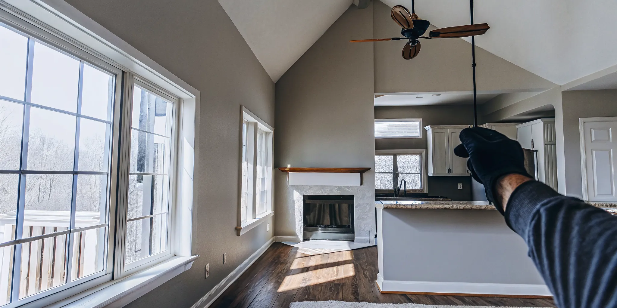 Bright living room made move-in ready with residential painting services.