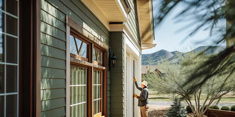 Professional inspecting a commercial exterior painting maintenance schedule