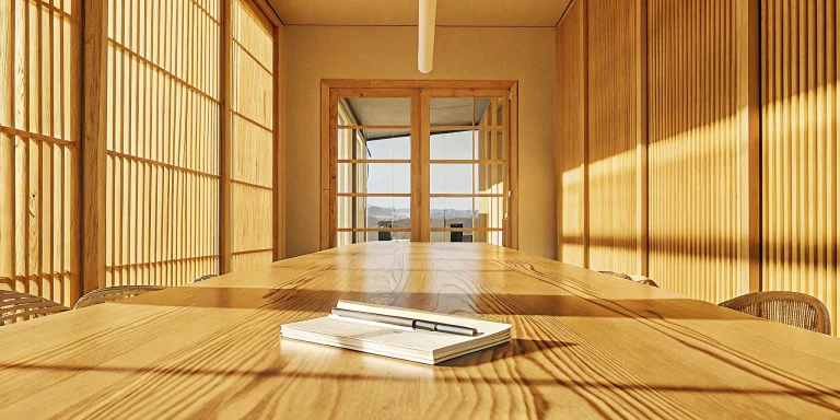Modern office for a client consultation with Denver custom home builders.