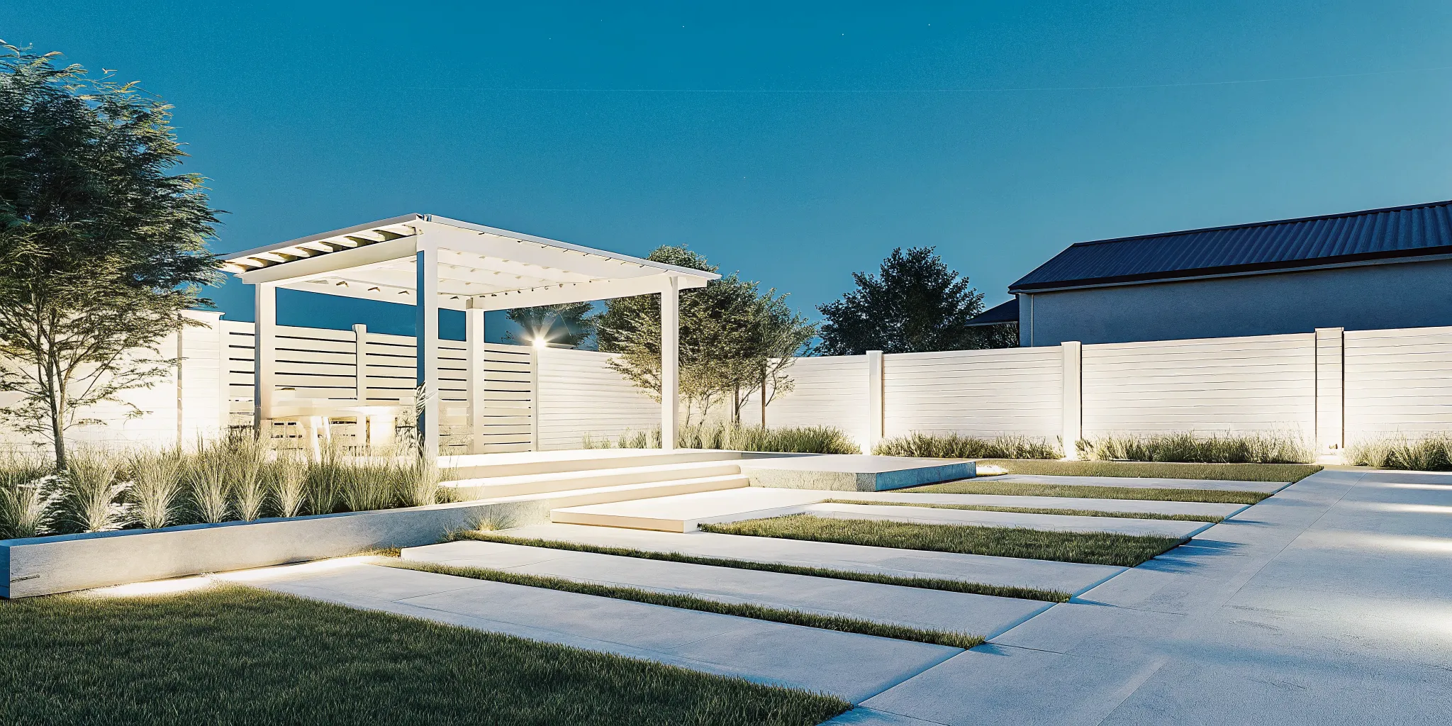 Layered lighting across a Denver Metro Area outdoor living space