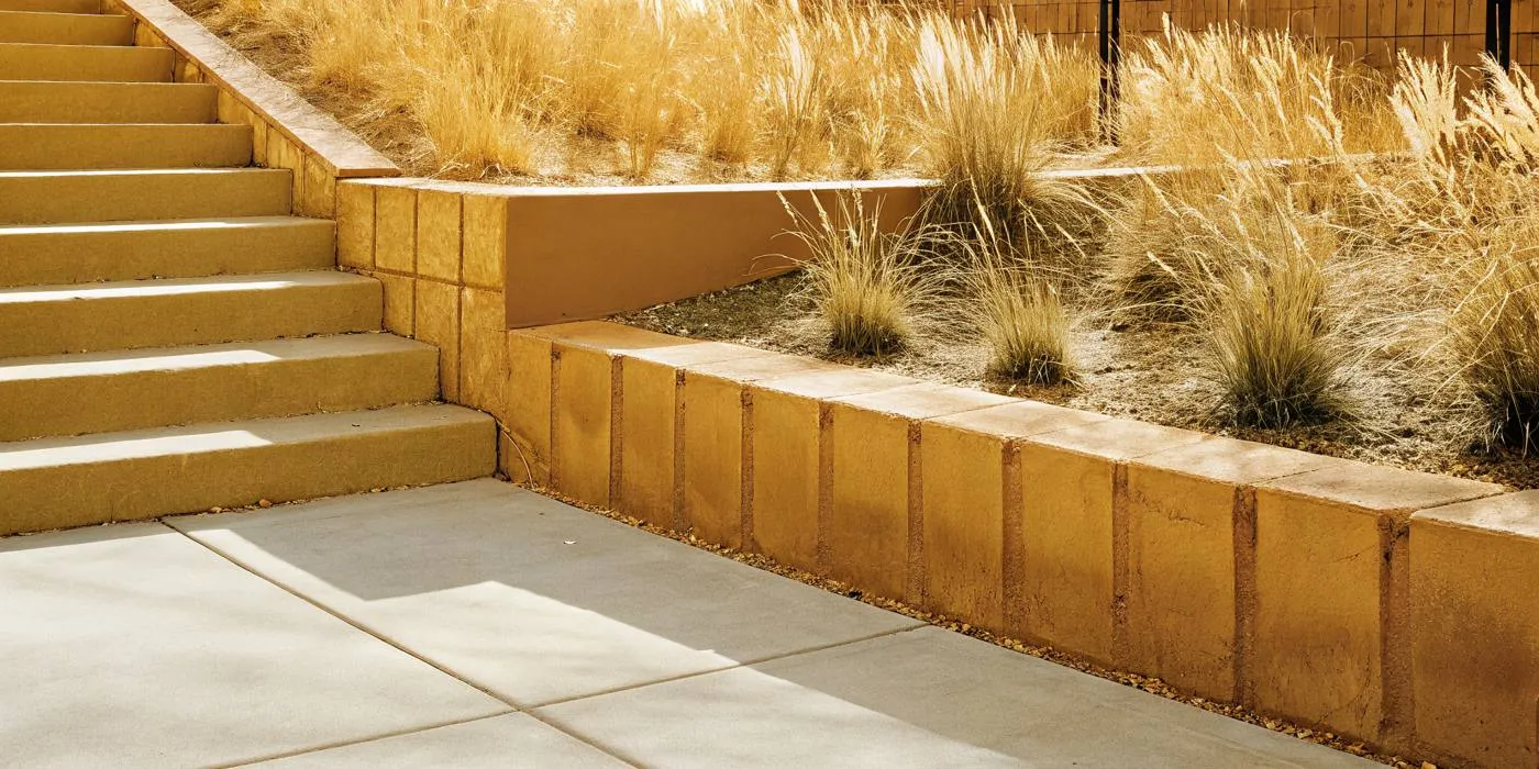Outdoor hardscape steps in a sloped Denver area backyard