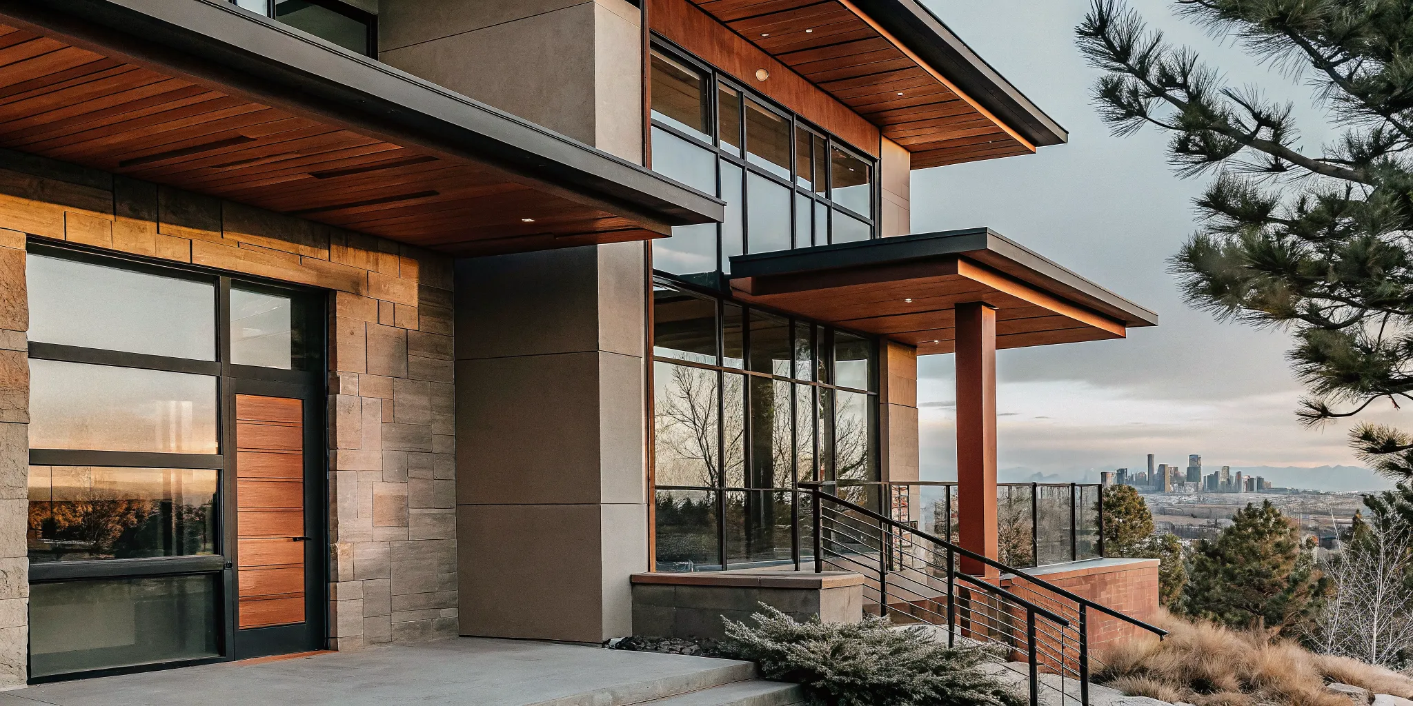 Modern custom home with wood accents from one of Denver's best home builders.