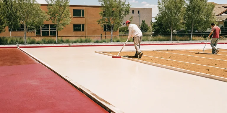 Commercial concrete crew pouring a parking lot in Denver