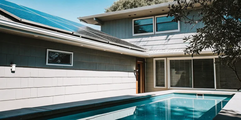Modern Denver home exterior with energy-efficient solar panels and windows