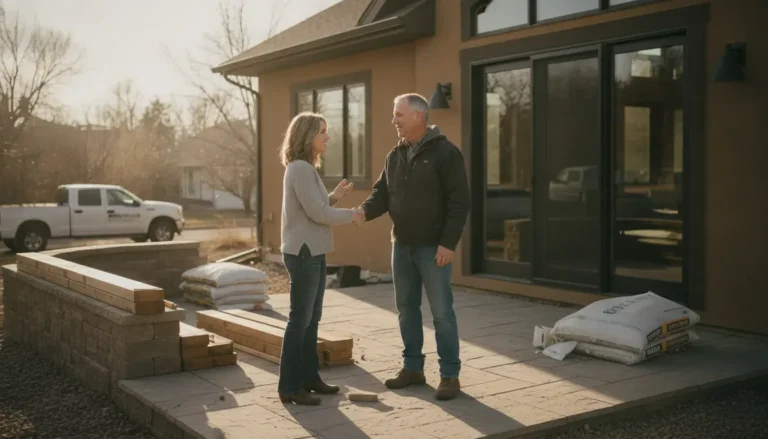 Homeowner meeting a general contractor for a Broomfield CO home improvement project