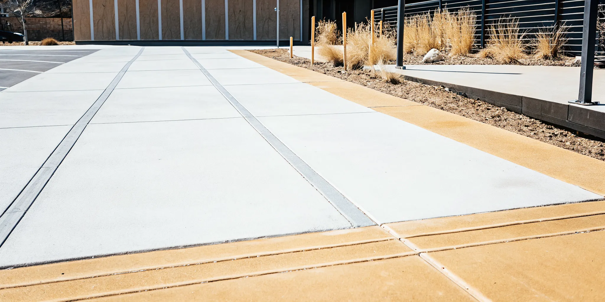 Concrete driveway with clean expansion joints