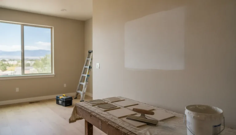 Drywall texture sample wall in a bright Denver Metro remodeling project