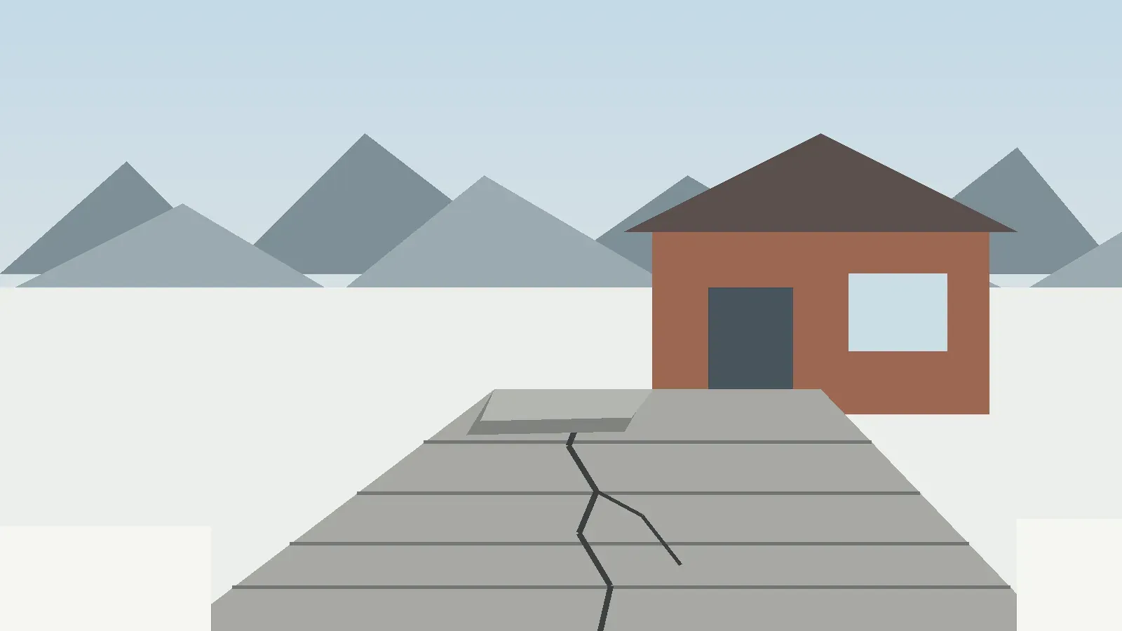 Frost heave concrete slab Denver driveway with winter snow
