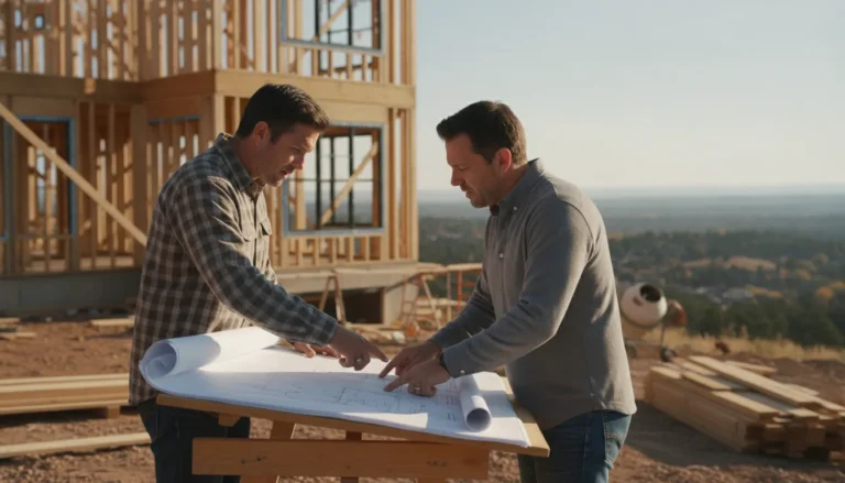 Castle Rock homeowner reviewing a construction plan with an owner-led contractor
