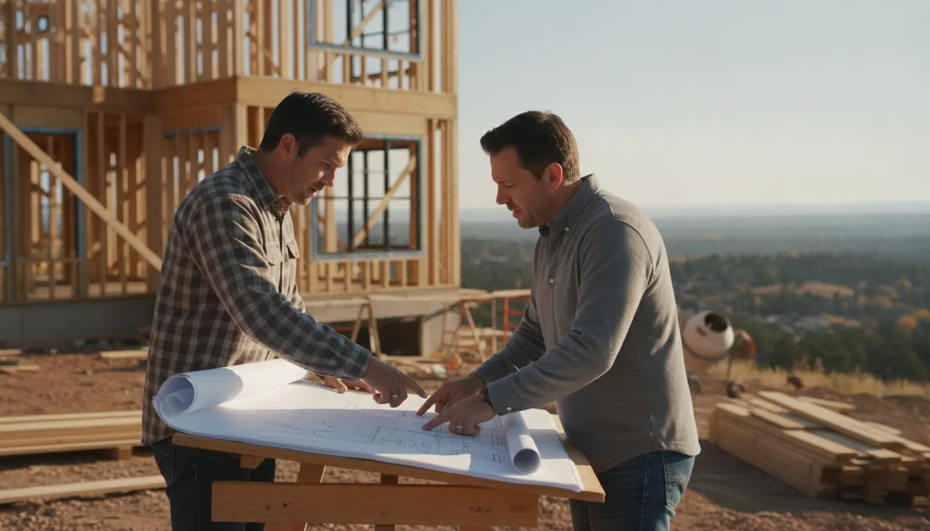 Castle Rock homeowner reviewing a construction plan with an owner-led contractor