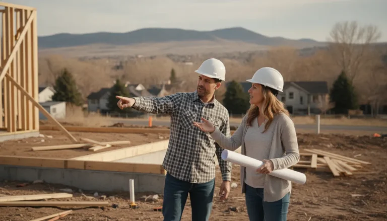 Construction professional reviewing a Golden Colorado property plan with a homeowner