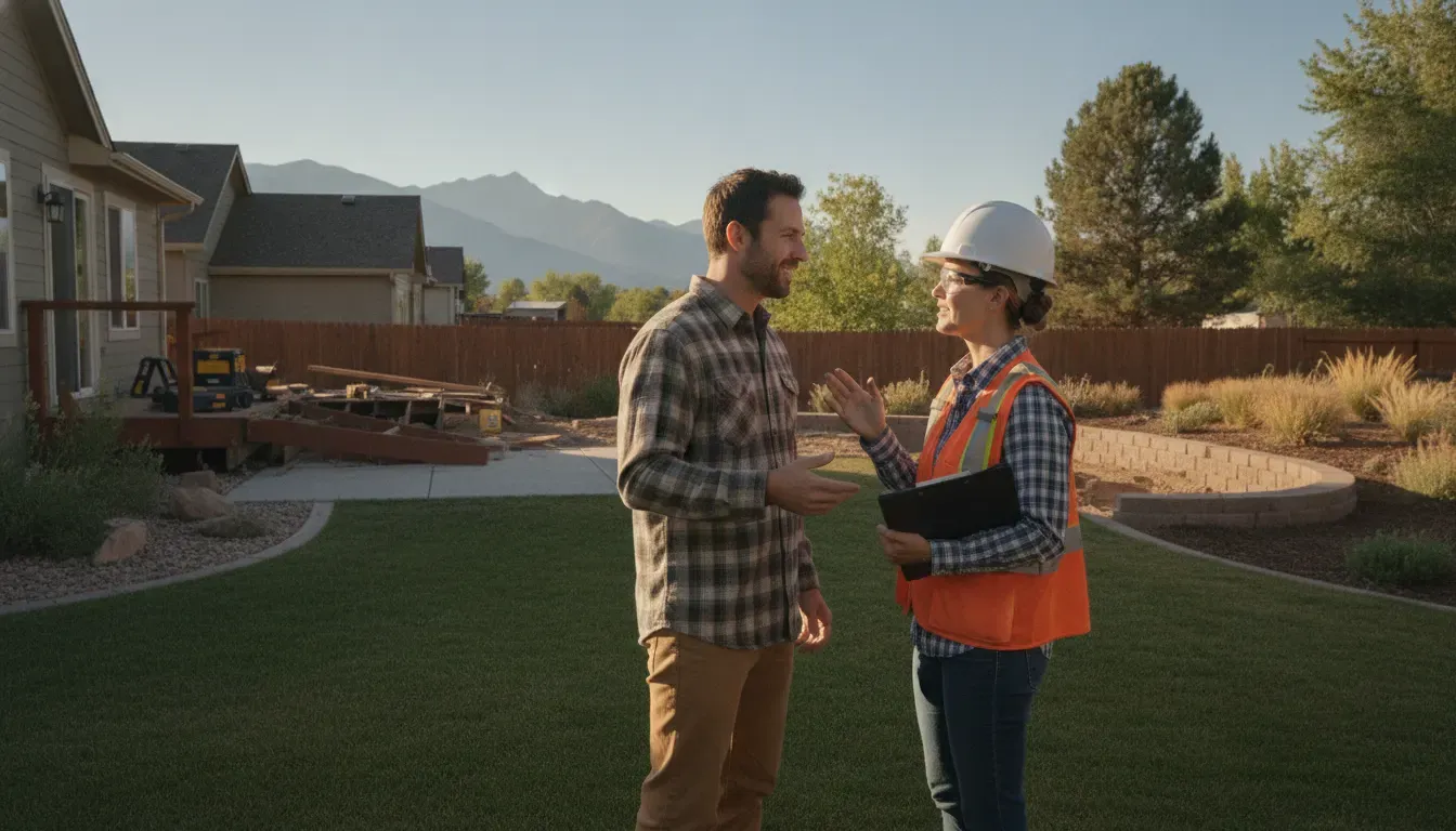 Homeowner discussing a Littleton remodeling project with a general contractor in the Denver Metro Area