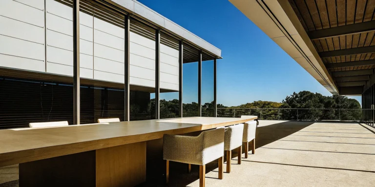 A modern meeting area for consulting with architectural home builders.