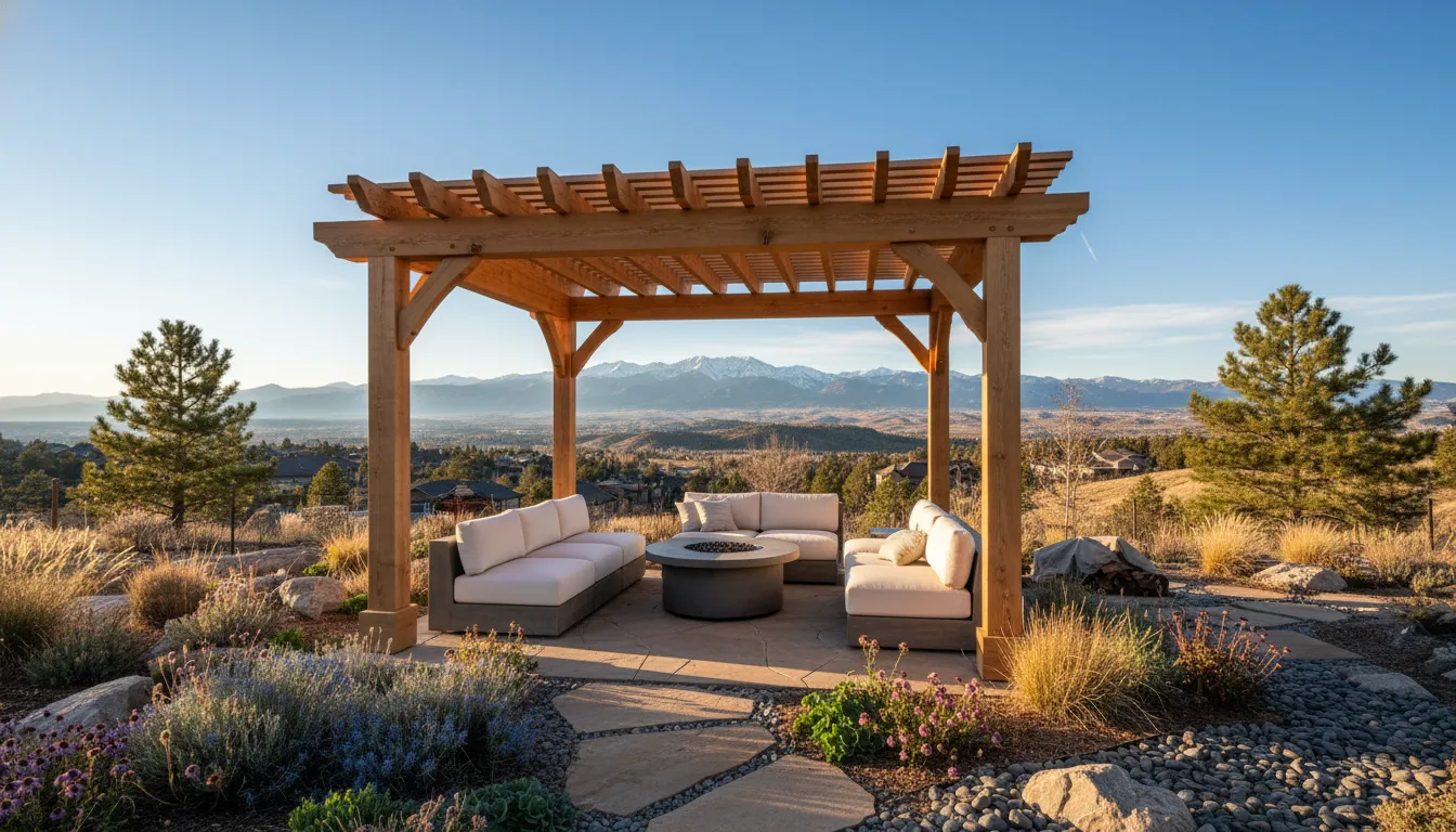 Pergola shade options for a Denver metro area backyard seating space