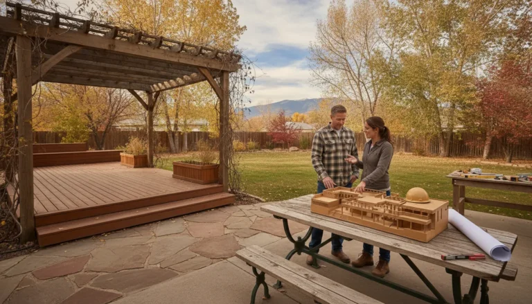 Denver Metro Area homeowner planning seasonal improvements beside a deck and concrete patio