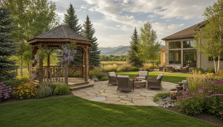 Freestanding gazebo beside a patio in a Denver Metro Area backyard