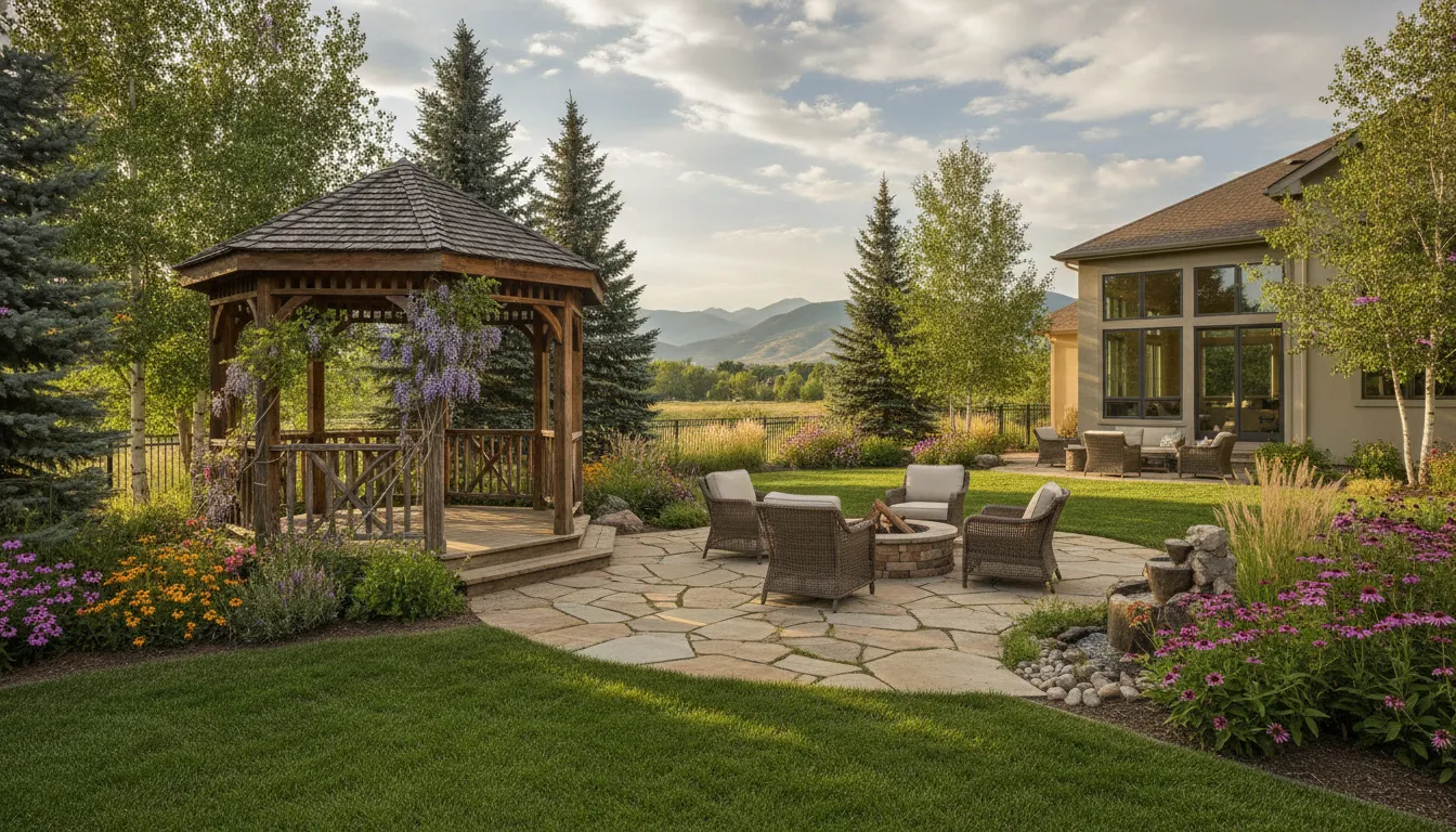 Freestanding gazebo beside a patio in a Denver Metro Area backyard