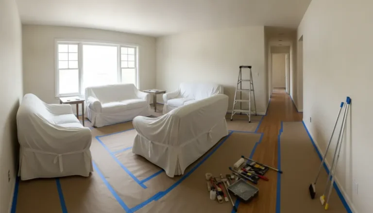 Interior of a Denver Metro Area home prepared for whole-house repainting