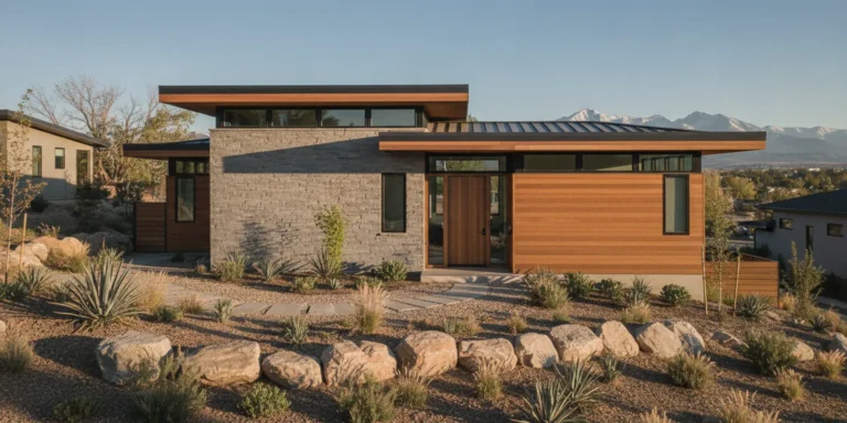 A well-insulated contemporary Denver home with thoughtfully placed windows and a sunny roofline